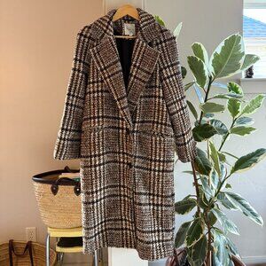 Alec Les Filles Brown Plaid Peacoat